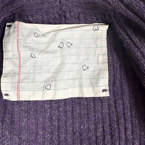 Anthropologie Canary‎ Wool Blend Purple Ribbed Cardigan Sweater Small - Picture 7 of 9
